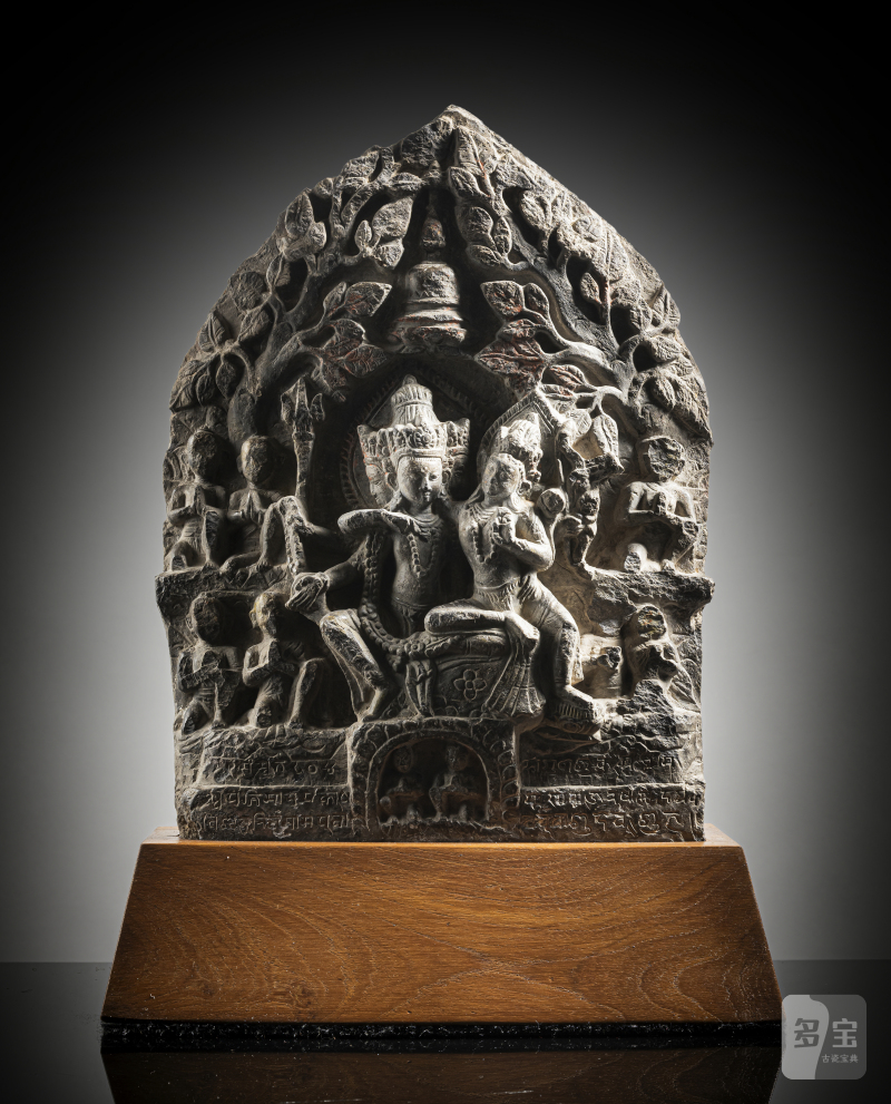 A GREY STONE STELE DEPICTING UMAMAHESHVARA